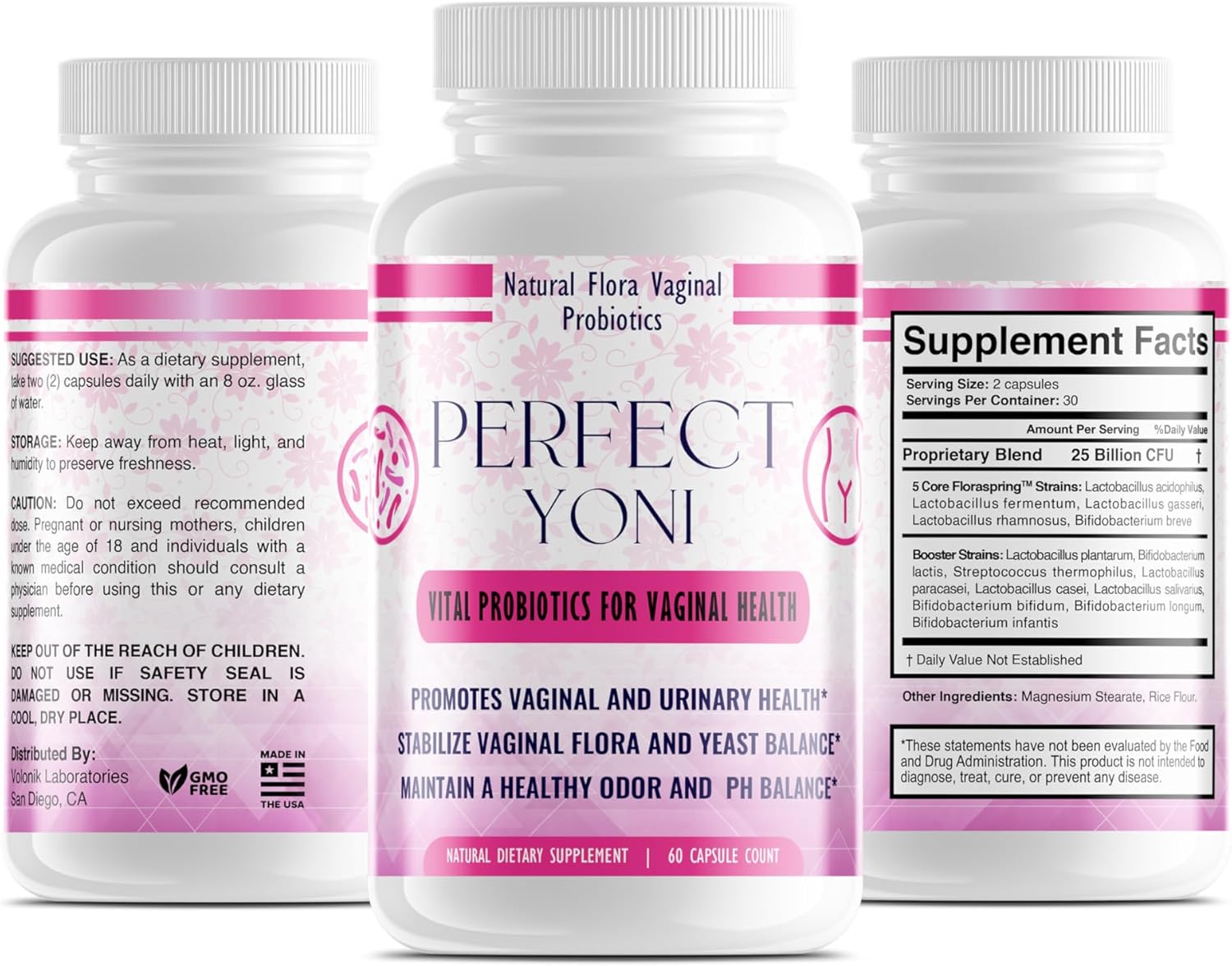 Perfect Yoni – Probióticos vaginales femeninos, 60 cápsulas de probióticos para mujeres con Lactobacillus Acidophilus y Lactobacillus Gasseri,