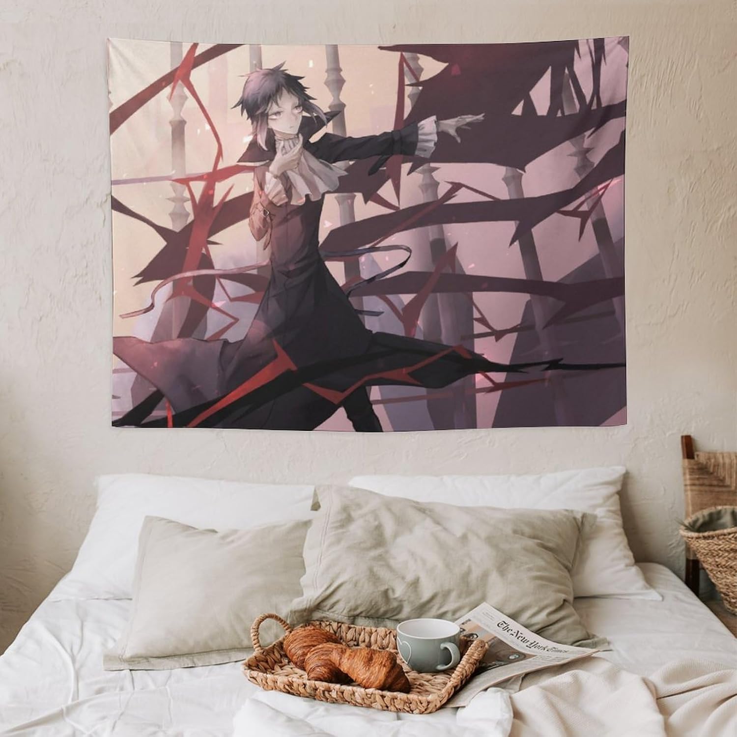 LAHE Bungo – Tapiz de animé de perros callejeros (4) tapiz decorativo para dormitorio, decoración moderna para el hogar, obras de arte, tapices de