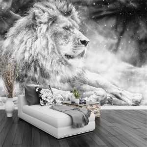 Murales de pared grandes 3D de león blanco y negro, papel tapiz mural personalizado de cualquier tamaño, calcomanías de pared 3D, duraderas e Murales de pared grandes 3D de león blanco y negro, papel tapiz mural personalizado de cualquier tamaño, calcomanías de pared 3D, duraderas e