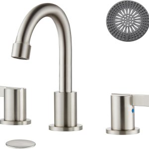 Grifos de baño para fregadero de 3 agujeros de 8 pulgadas, grifo de baño generalizado de níquel cepillado, grifo de tocador de lavabo montado en la Grifos de baño para fregadero de 3 agujeros de 8 pulgadas, grifo de baño generalizado de níquel cepillado, grifo de tocador de lavabo montado en la