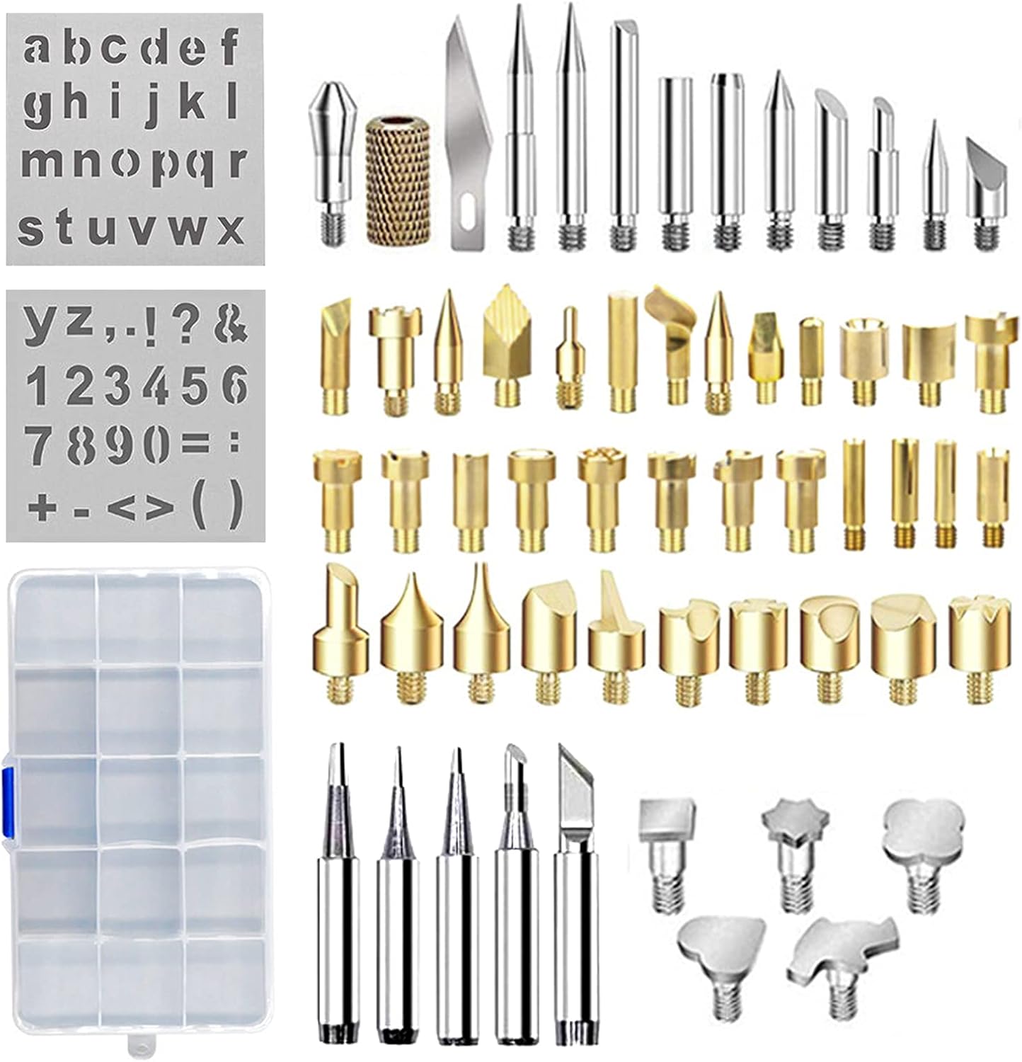 61 puntas de pirografía para quemar madera, kits de herramientas para quemar madera, puntas de hierro para tallar, para adultos, principiantes,