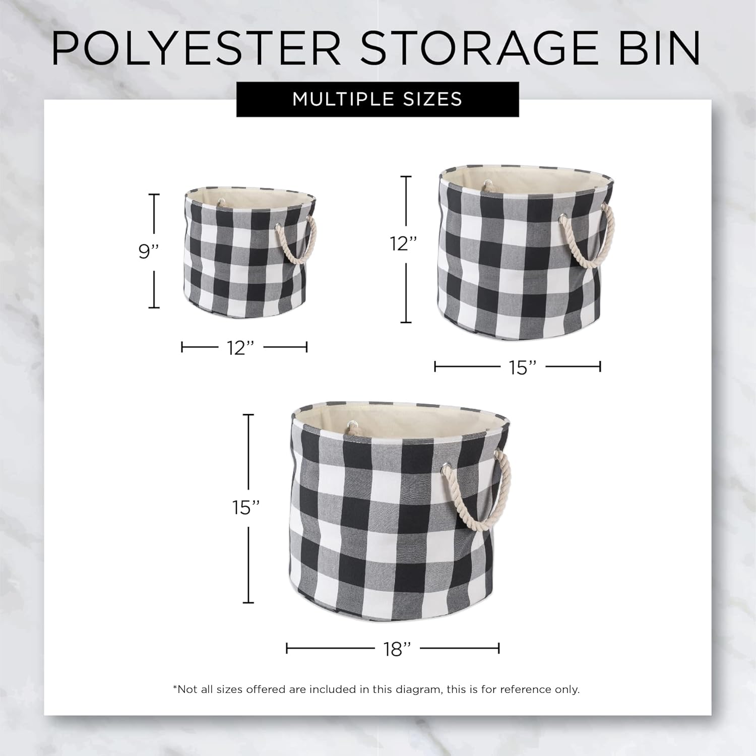 DII Contenedor de almacenamiento de poliéster, colección metálica dorada plegable con asas, grande y redondo, color blanco hueso natural