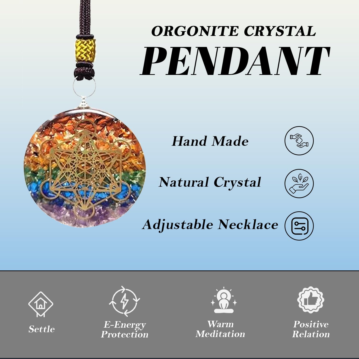 Energy Healing Pendant, Metatron Cube Necklace, Platonic Solids Set of 7-Piece Sacred Geometry, Orgonite Tear Drop Pendant Protection for Women &