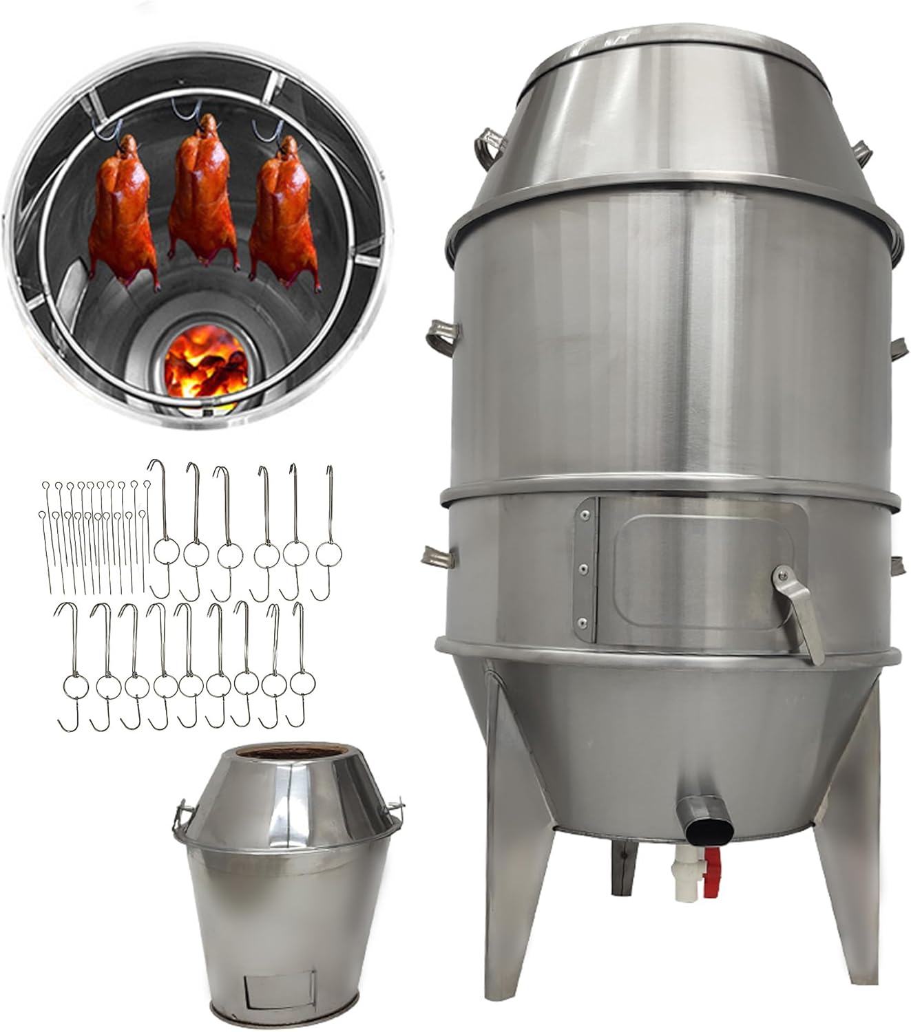 Horno de pato asador de pollo al carbón, asador de pato asado, parrilla de acero inoxidable, cocina de pato asado, horno de pato asado para uso