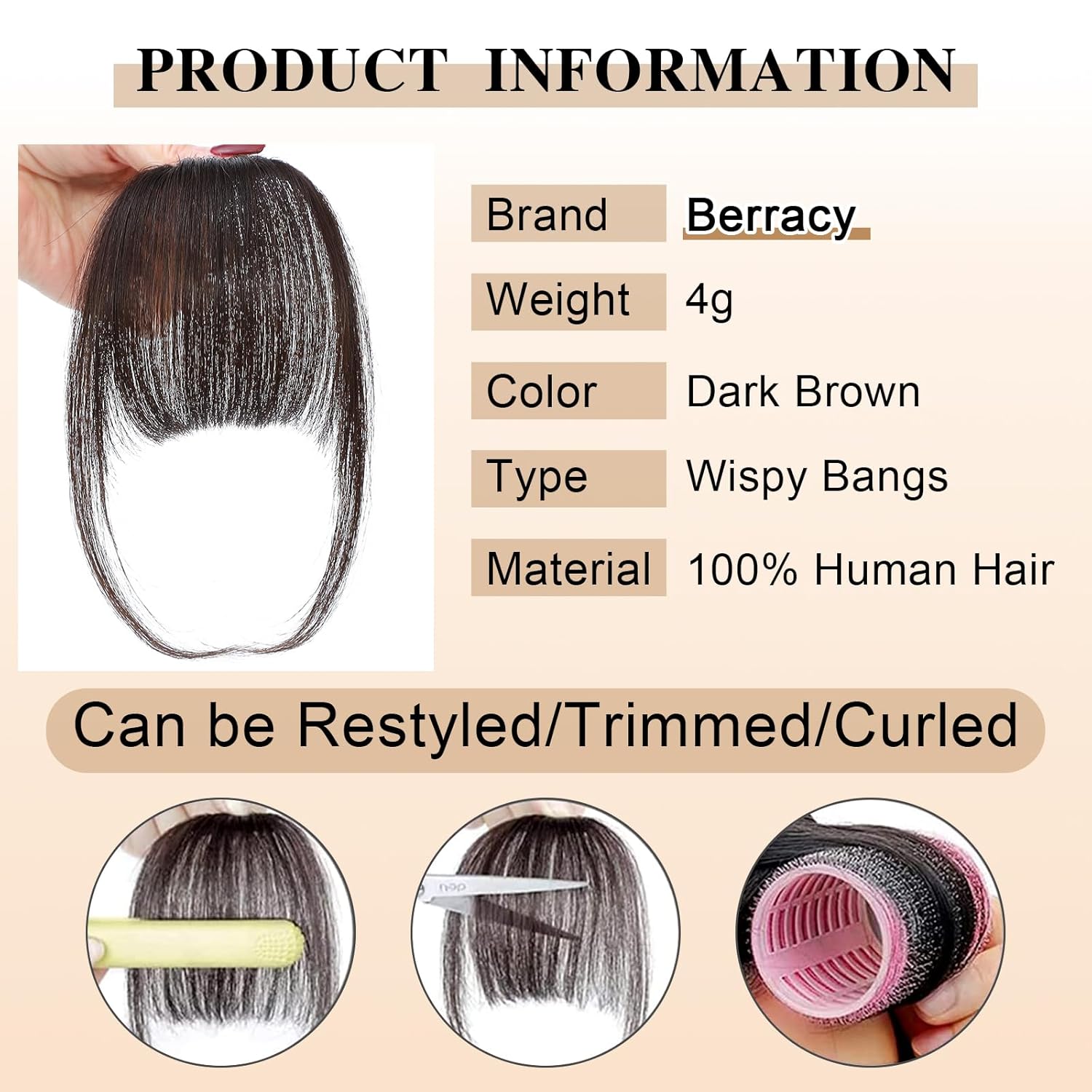 Flequillo con clip, extensiones de cabello humano 100 % real, flequillo con sienes, extensiones planas y ordenadas de aire falso para mujer, uso