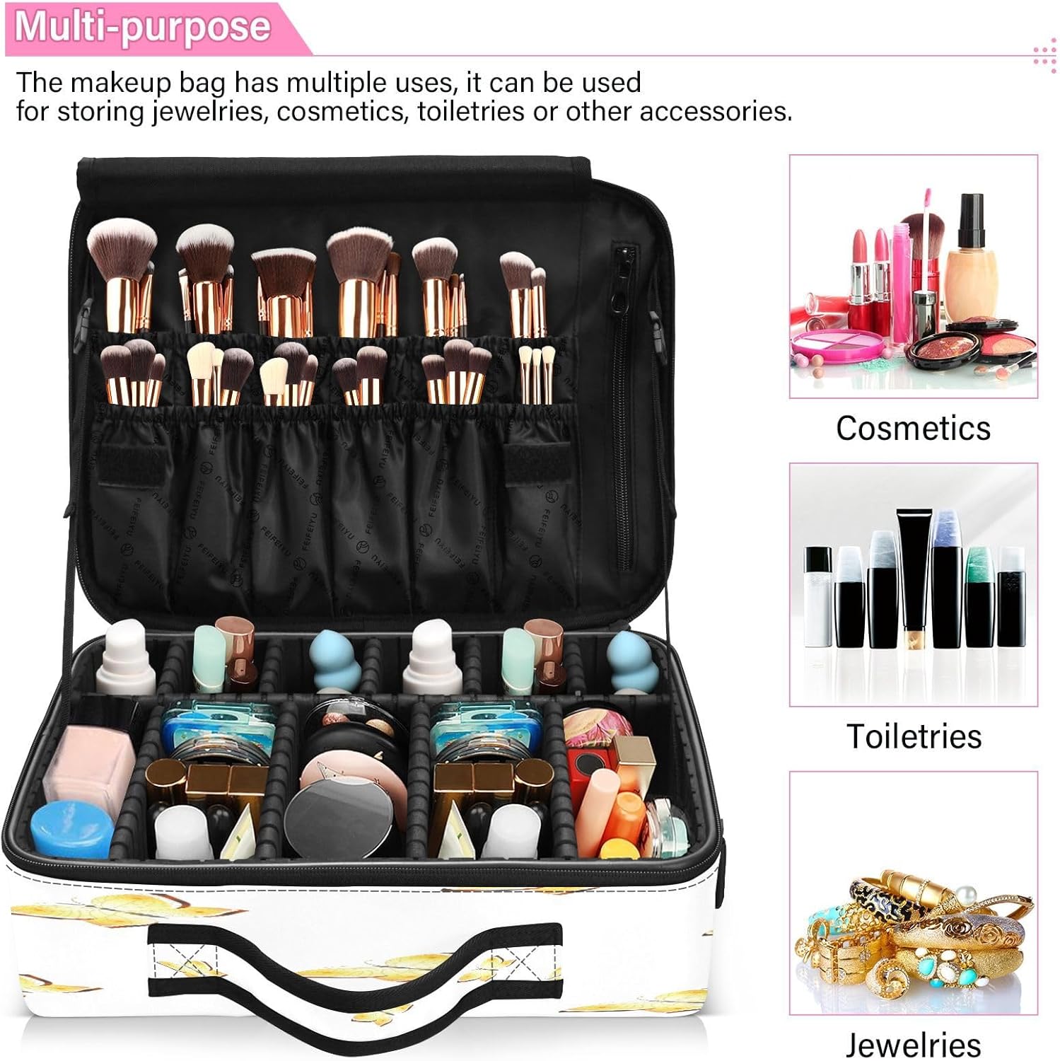 Mariposa Golden Fashion bolsa organizadora de cosméticos de viaje, cepillo de maquillaje grande, bolsa de maquillaje para mujeres, cosméticos,