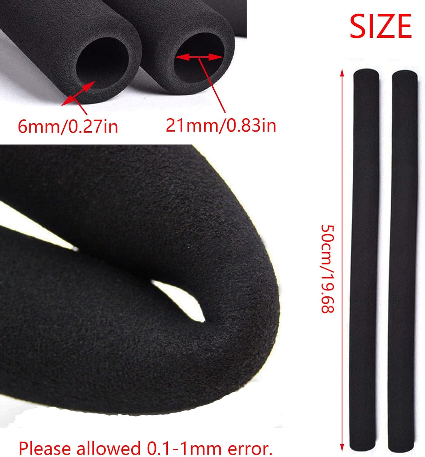 Xafissy – Empuñaduras de espuma para bicicleta, 1 par de empuñaduras de manillar de bicicleta color negro, cubierta flexible para manubrio de