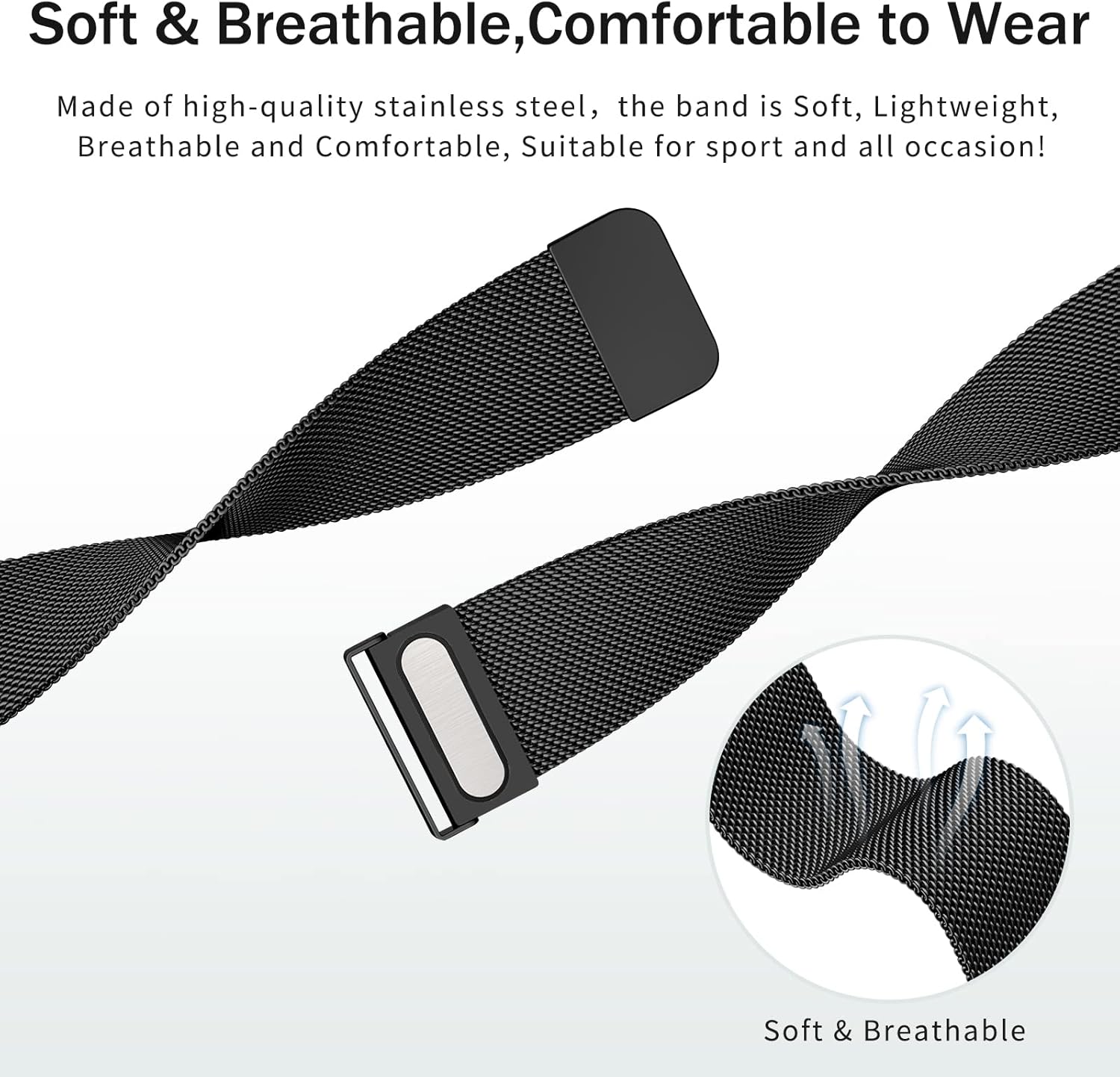 Correa de metal para Fitbit Sense BandsFitbit Versa 3 bandas mujeres hombres, malla de acero inoxidable magnética correa de repuesto para reloj