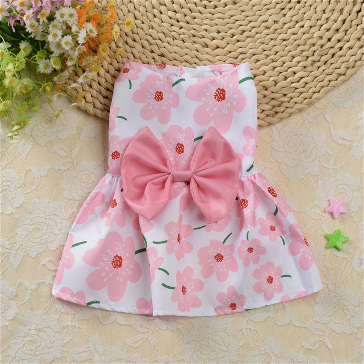 Vestidos de perro para perros pequeños, vestido de princesa con lazo, ropa linda para cachorros, vestidos suaves para cachorros para perros