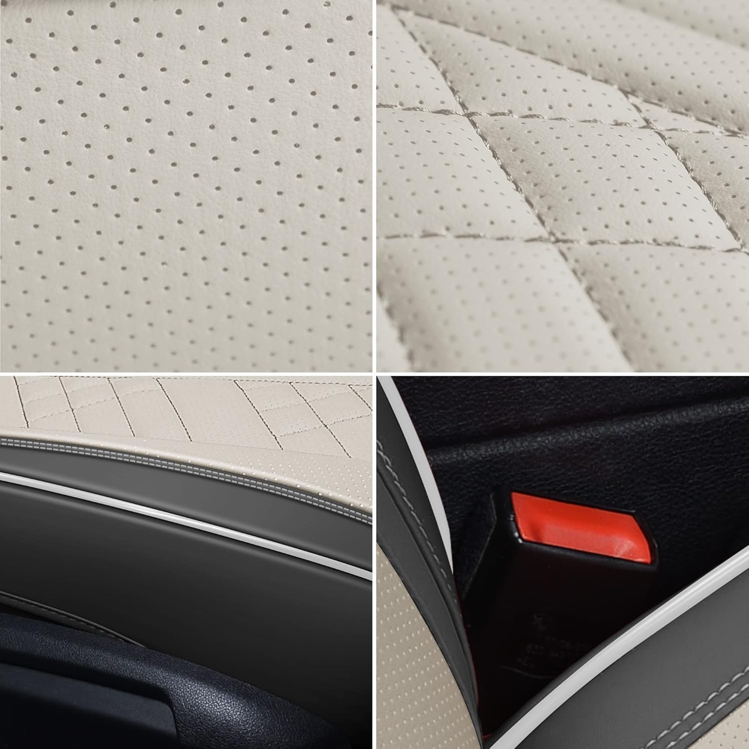 Funda de asiento de automóvil de cobertura completa de piel sintética de lujo, antideslizante, universal, se adapta a sedanes, SUV, camioneta con