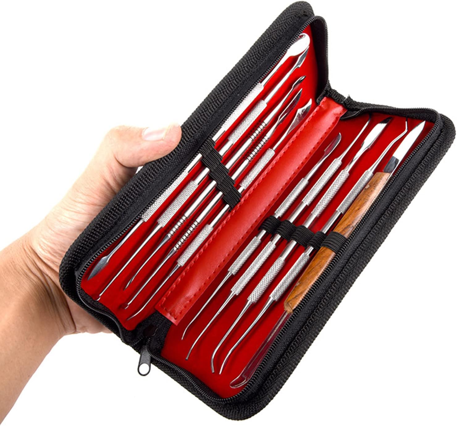 Angzhili Herramientas de tallador de cera dental de acero inoxidable, 10 cuchillos de tallado de yeso, kit de tallado de cera para moldear cera,