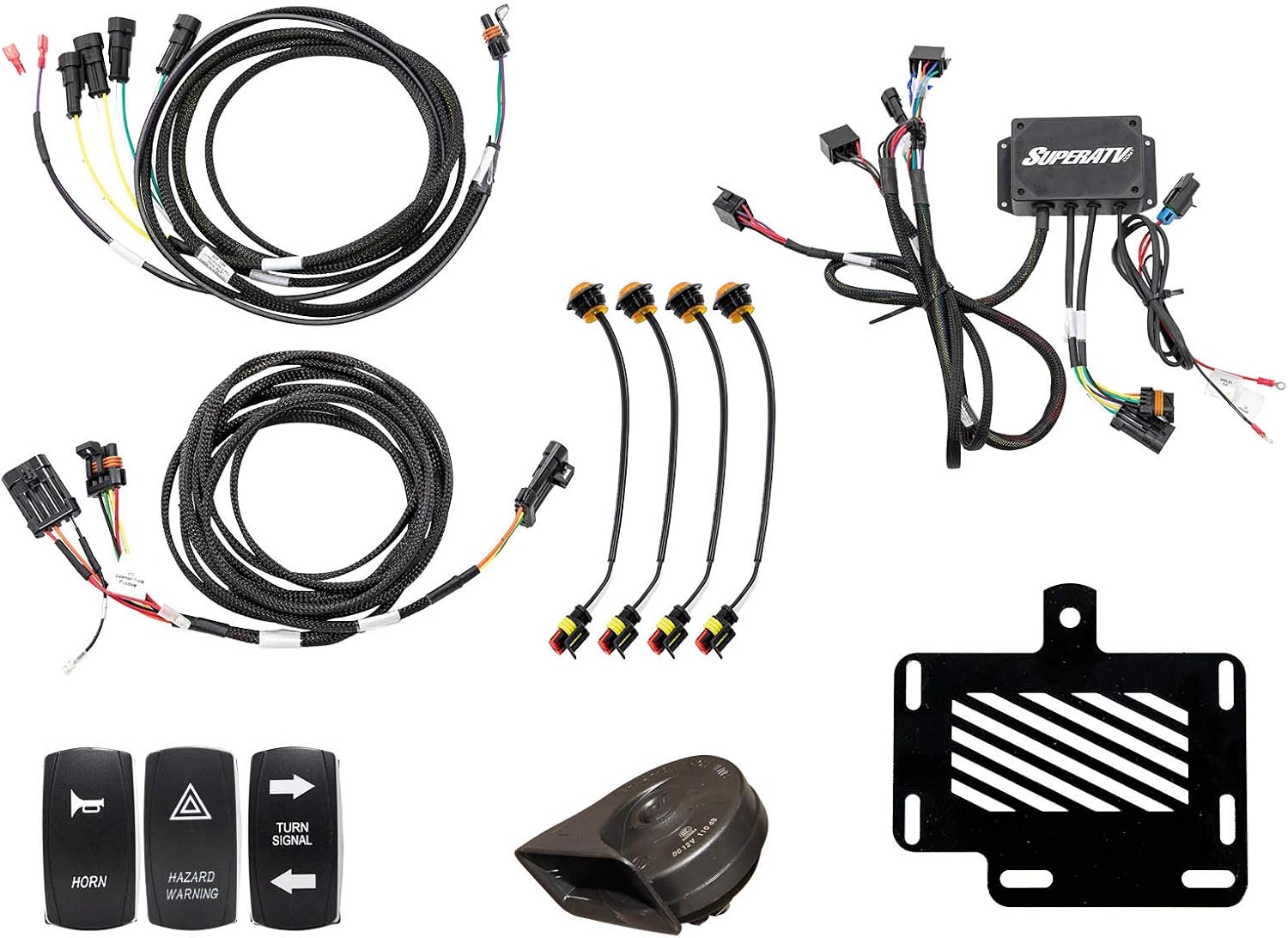 SuperATV Deluxe – Kit de señal de giro para Polaris Ranger XP 570 de tamaño completo 2015-2016 con interruptor basculante de señal de giro montado