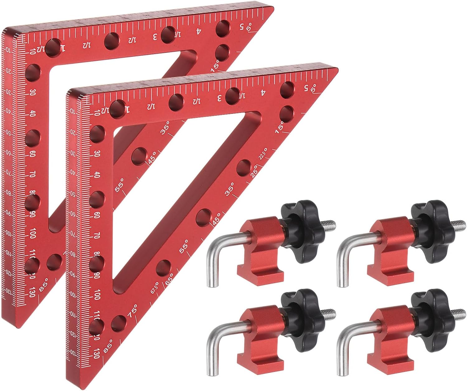 Juego de 2 abrazaderas de esquina de 45 y 90 grados de 6 pulgadas para carpintería, herramienta cuadrada de posicionamiento de aleación de aluminio