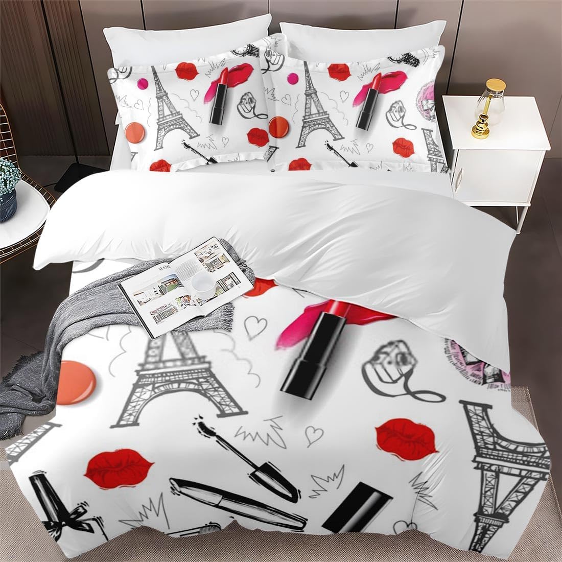 Juego de funda de edredón, juego de ropa de cama de maquillaje para niños y adultos, juego de ropa de cama para decoración de dormitorio de niños y