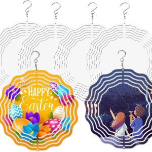 WAHRE 6 piezas de hilanderos de viento de sublimación de 8 pulgadas, esculturas y hilanderos de viento de aluminio 3D, hilanderos para decoración de WAHRE 6 piezas de hilanderos de viento de sublimación de 8 pulgadas, esculturas y hilanderos de viento de aluminio 3D, hilanderos para decoración de