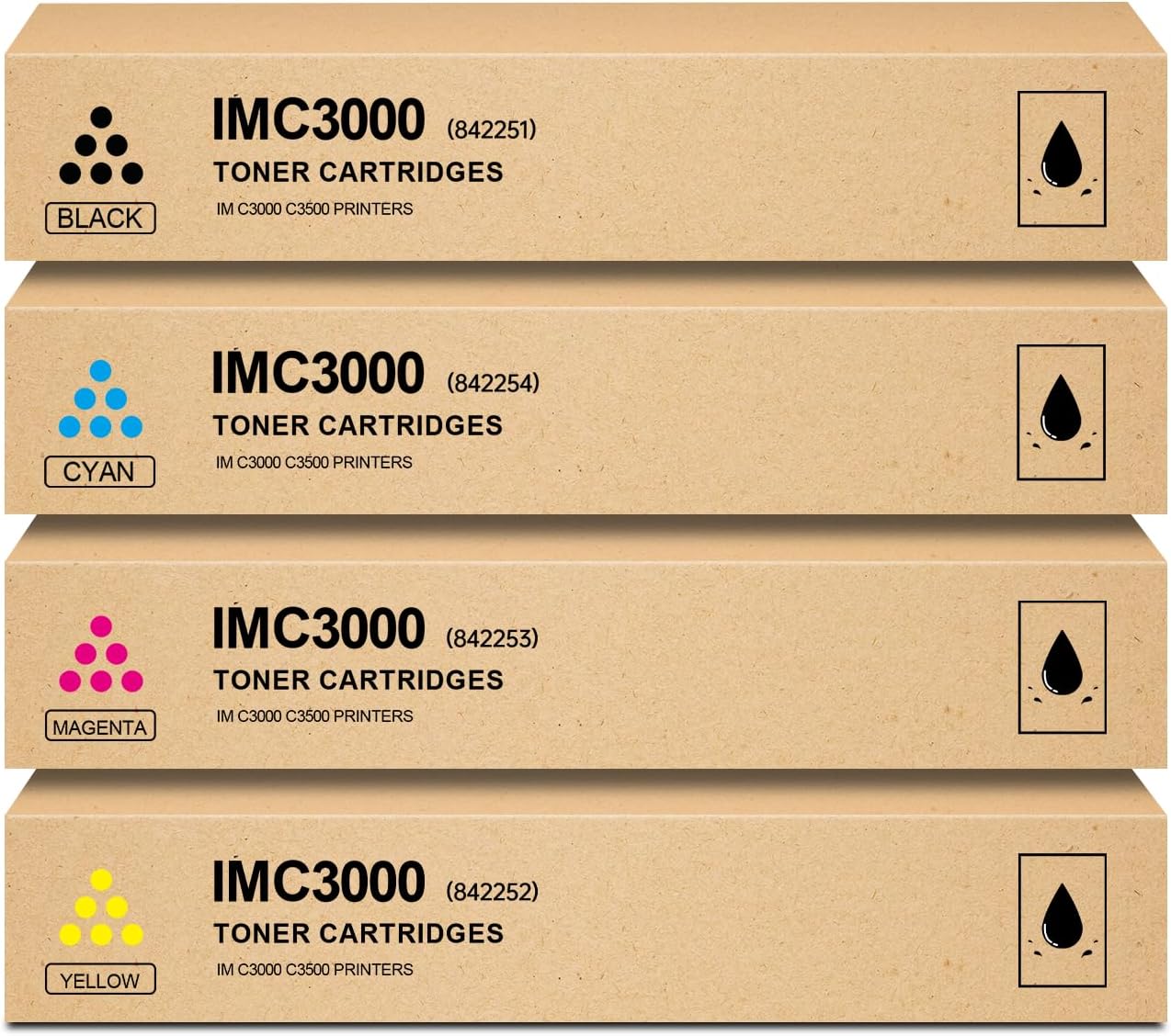 IMC3000 IMC3500 Cartucho de tóner remanufacturado para Ricoh 842251 842252 842253 842254 Toner para impresoras Ricoh Savin Lanier IM C3000 IM C3500,