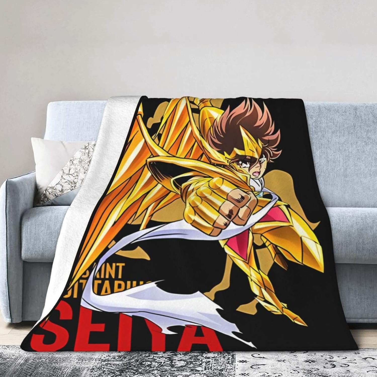 Saint Seiya – Manta de franela súper suave de microforro polar ultrasuave para sofá, cama, sofá, viajes, campamento, 80 x 60 pulgadas