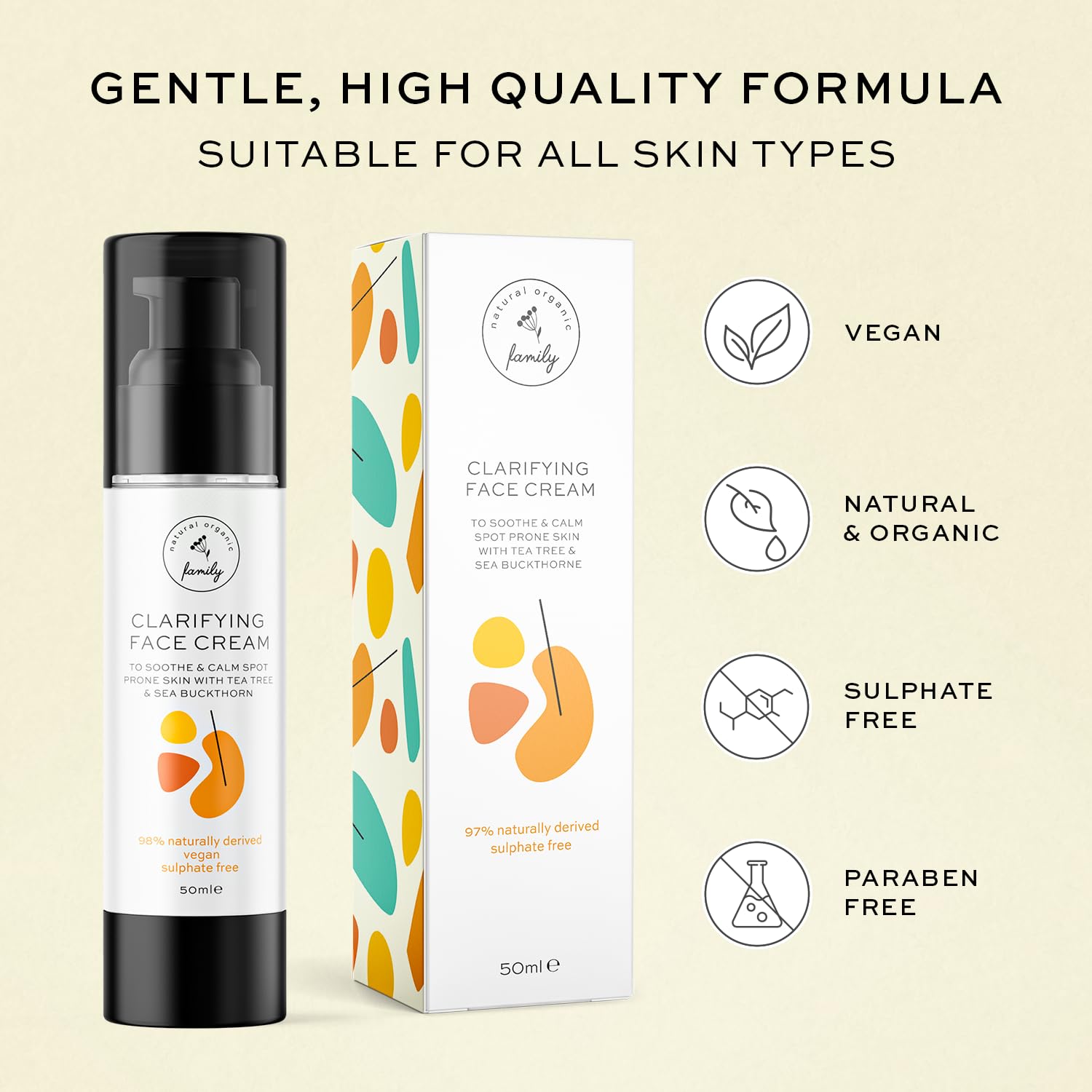 Crema facial para adolescentes y niños – Hidratante facial orgánico para piel seca – Crema facial calmante con crema hidratante de árbol de té –