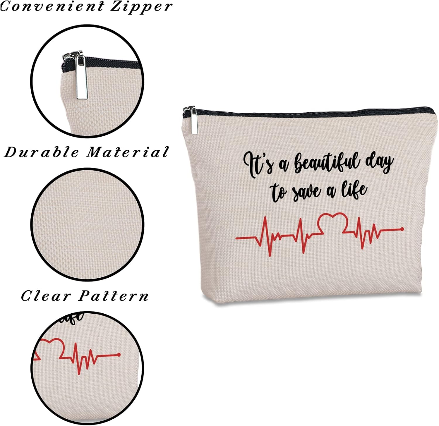 Yegifeyct Regalos de agradecimiento para enfermeras para mujeres, bolsa de maquillaje de viaje con texto en inglés “It’s a Beautiful Day to Save a