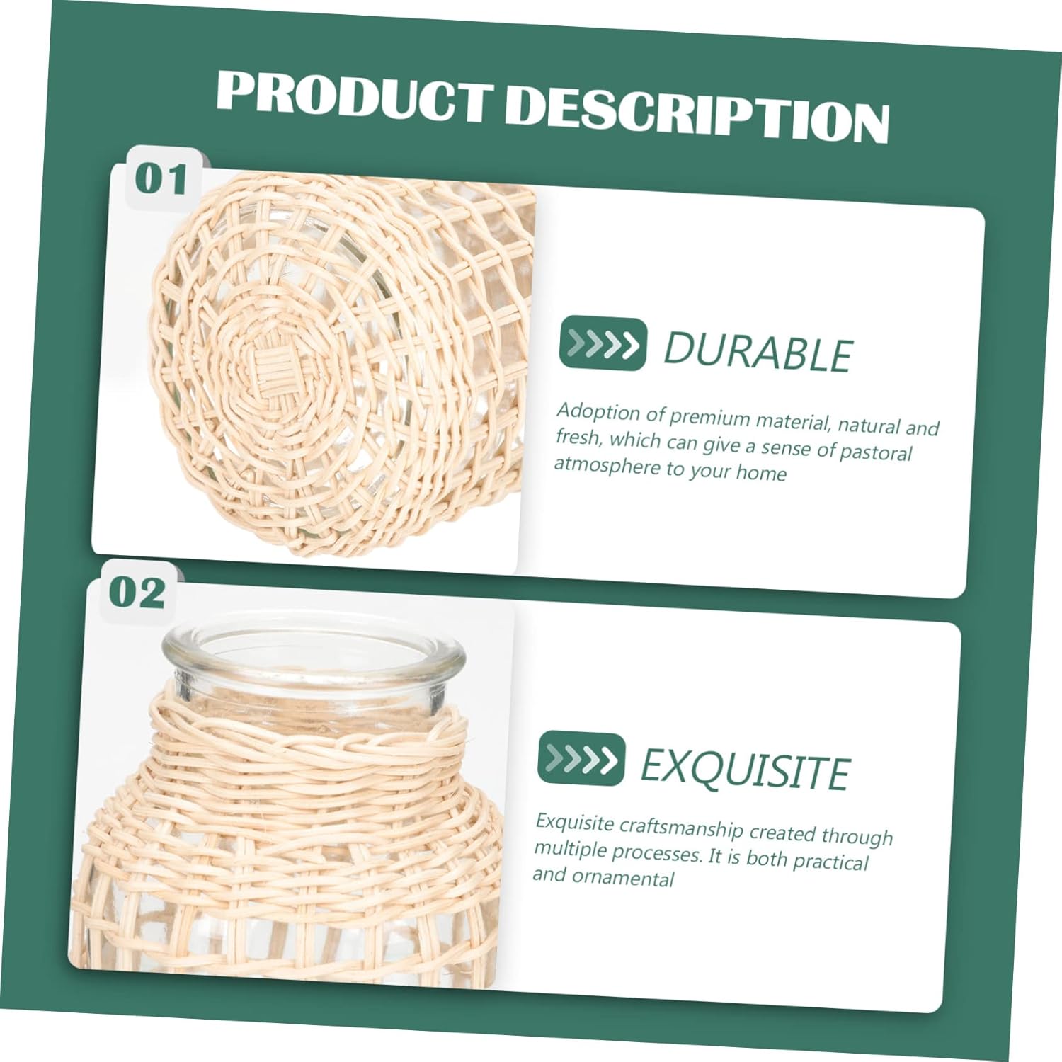 IMIKEYA 2pcs Rattan Glass Vase Woven Planter Basket Rattan Planter Rattan Flower Pots Glass Floral Vase Clay Vase Seagrass Plant Basket Glass Vase