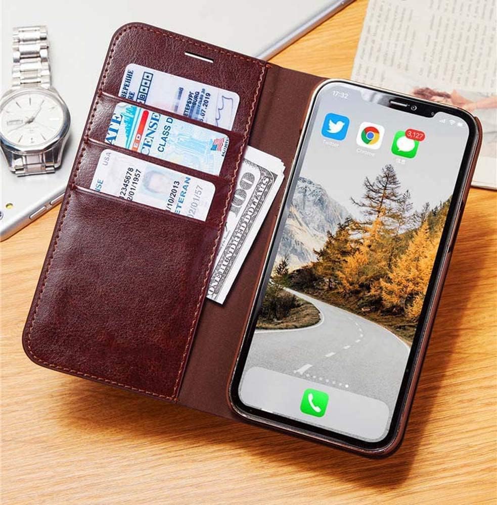Funda magnética con tapa para teléfono, funda de piel sintética para Apple iPhone 12 Pro (2020) de 6.1 pulgadas, con 3 ranuras para tarjetas (color