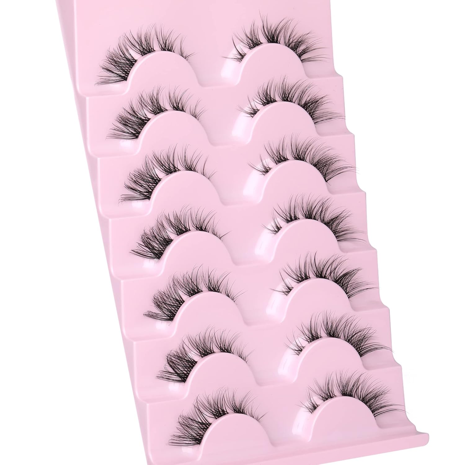Pestañas postizas de aspecto natural, pestañas de banda transparente y esponjosas, pestañas cortas 3D de imitación de visón de gato, pestañas de