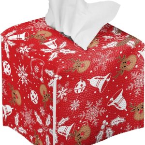 Funda para caja de pañuelos de Navidad, color rojo cuadrado para cocina, caja de pañuelos de alce de Navidad, cubierta para escritorio de oficina de Funda para caja de pañuelos de Navidad, color rojo cuadrado para cocina, caja de pañuelos de alce de Navidad, cubierta para escritorio de oficina de