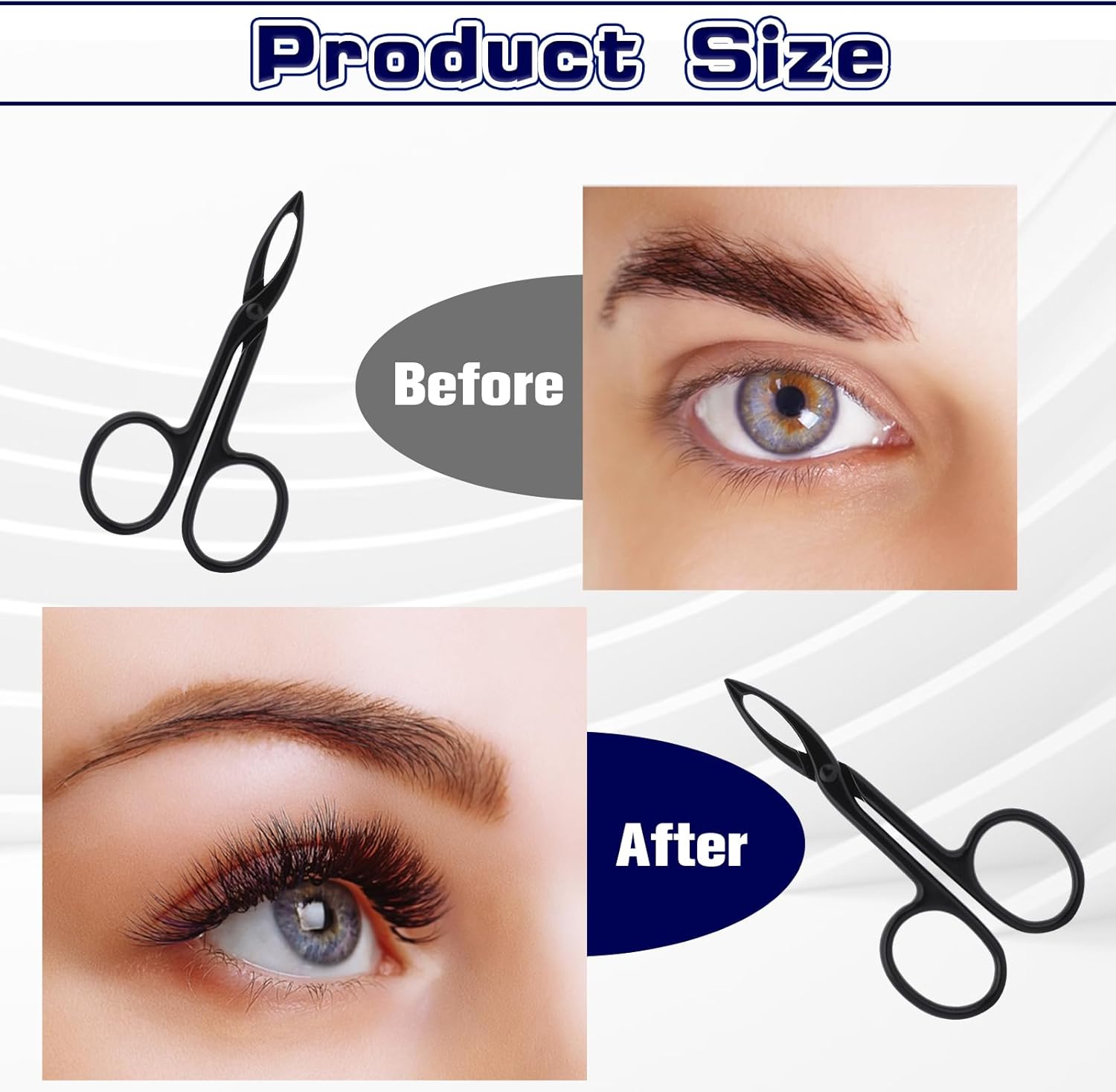 2 pinzas con mango de tijera, punta recta, pinzas para cejas en forma de pinzas para depilación facial (negro y negro)