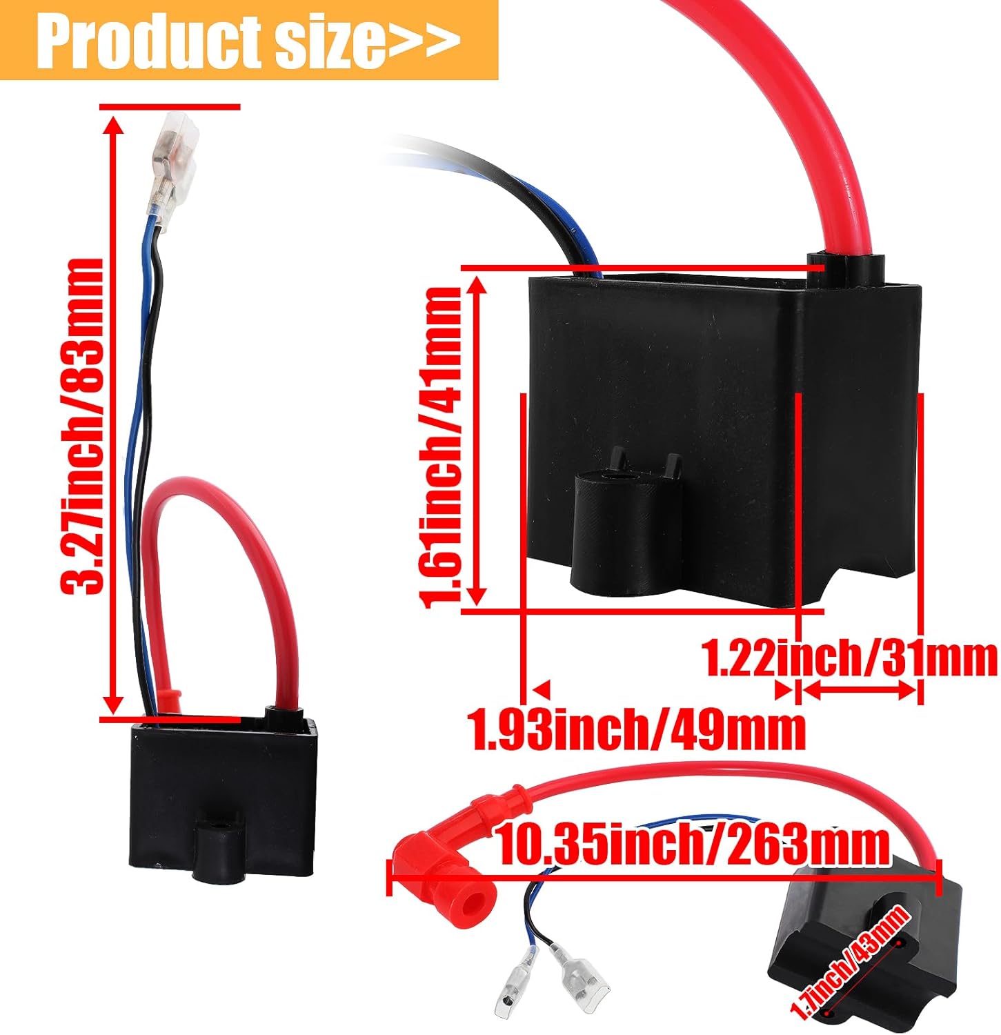 QAZAKY Bobina de encendido CDI de alto rendimiento compatible con 49cc – 50cc 60cc 66cc 80cc motor motor de 2 tiempos bicicleta motorizada con