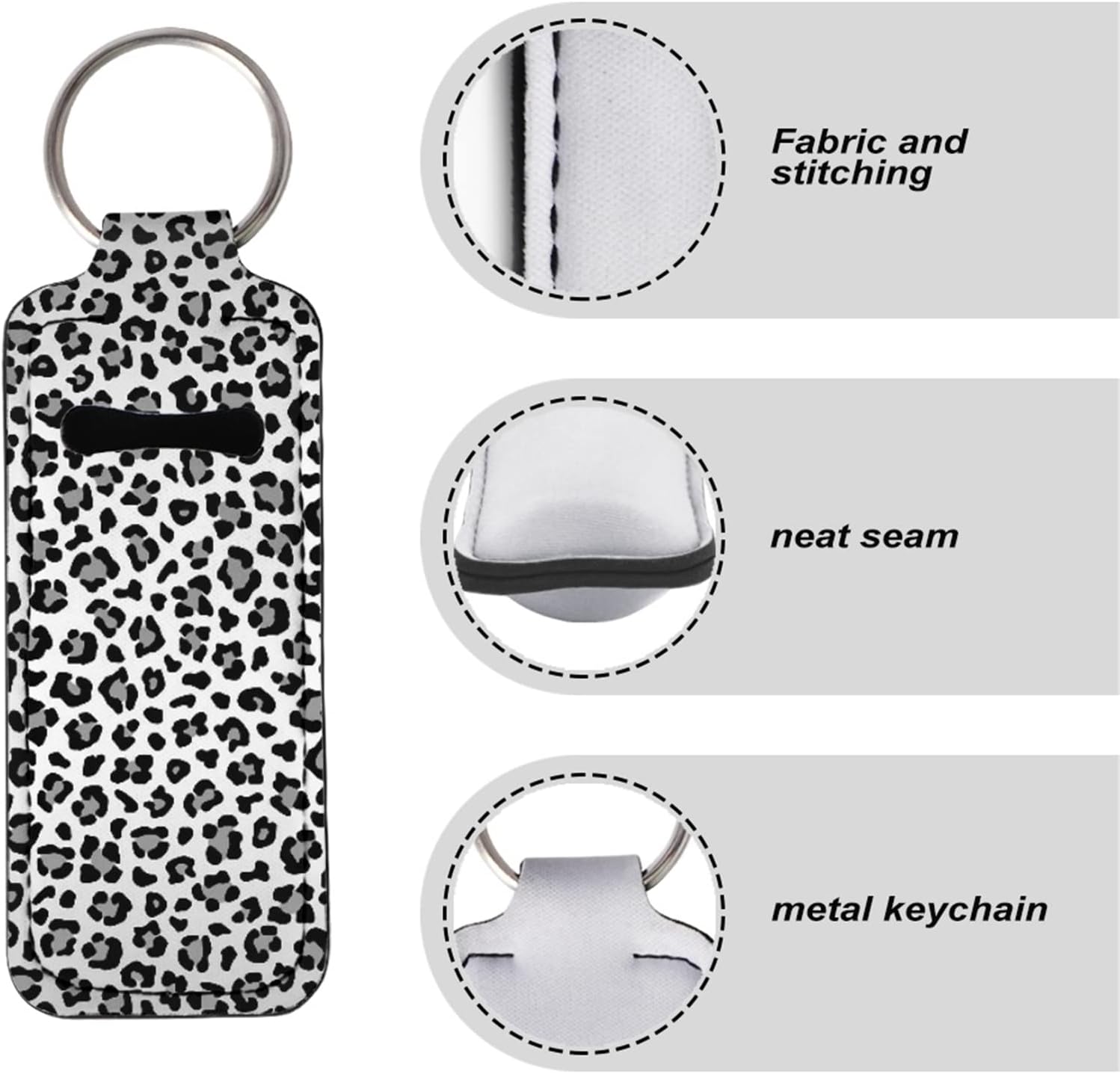 Chapstick – Soporte para lápiz labial, diseño de mariposa, de neopreno, para pintalabios, blanco (White Leopard Print)