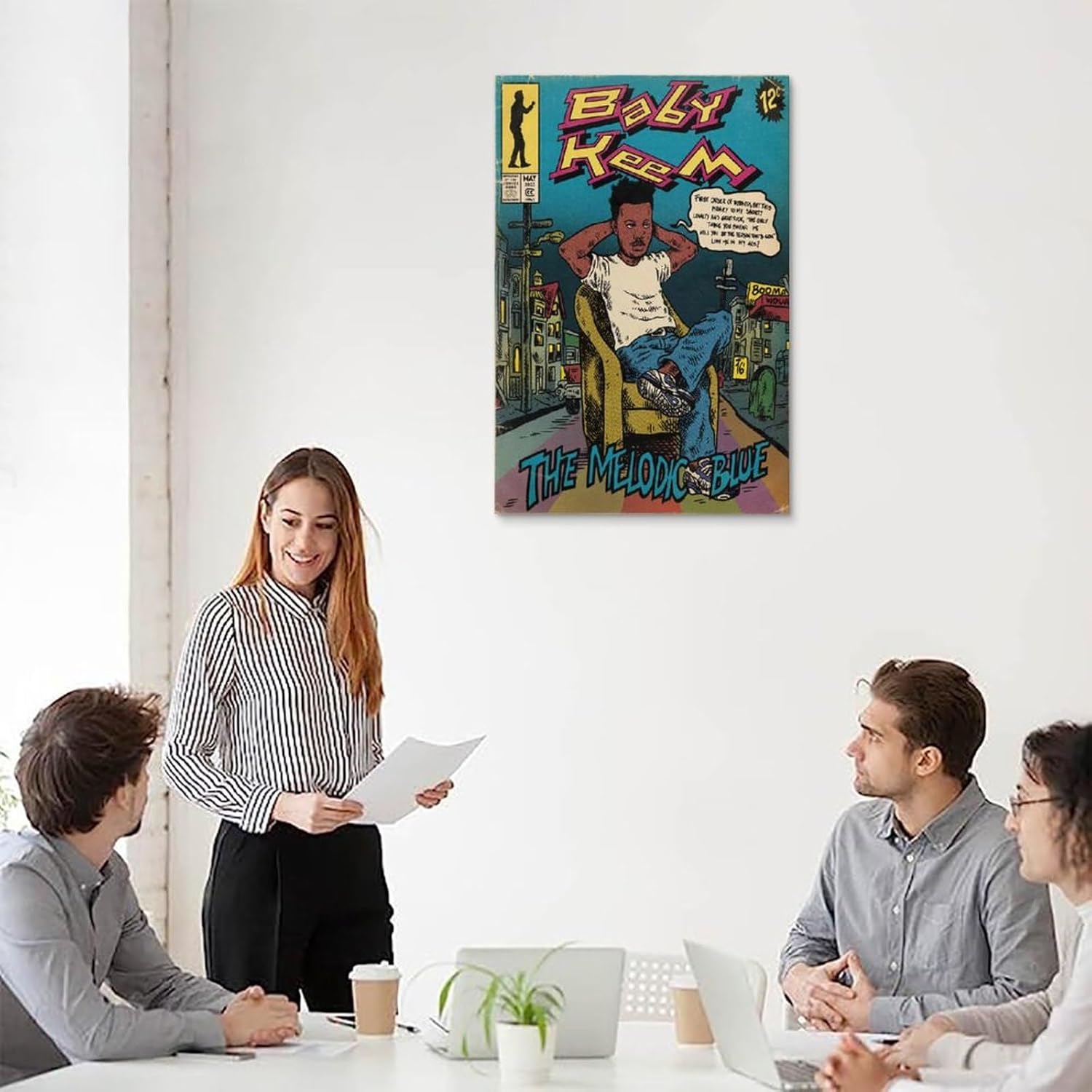 Baby Keem The Melódico – Póster artístico de cómics para dormitorio, lienzo estético, decoración de pared, 24 x 36 pulgadas (23.6 x 35.4 in)