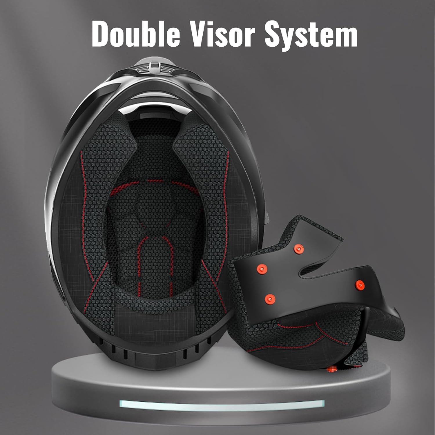 Casco de motocicleta de doble visera para adultos, casco de motocicleta antivaho aprobado por DOT