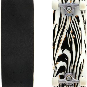 Zebra Leopard – Patinetas cóncavas de doble patada para principiantes, 31 x 8 pulgadas, diseño de leopardo negro y blanco, para adultos, jóvenes, Zebra Leopard – Patinetas cóncavas de doble patada para principiantes, 31 x 8 pulgadas, diseño de leopardo negro y blanco, para adultos, jóvenes,