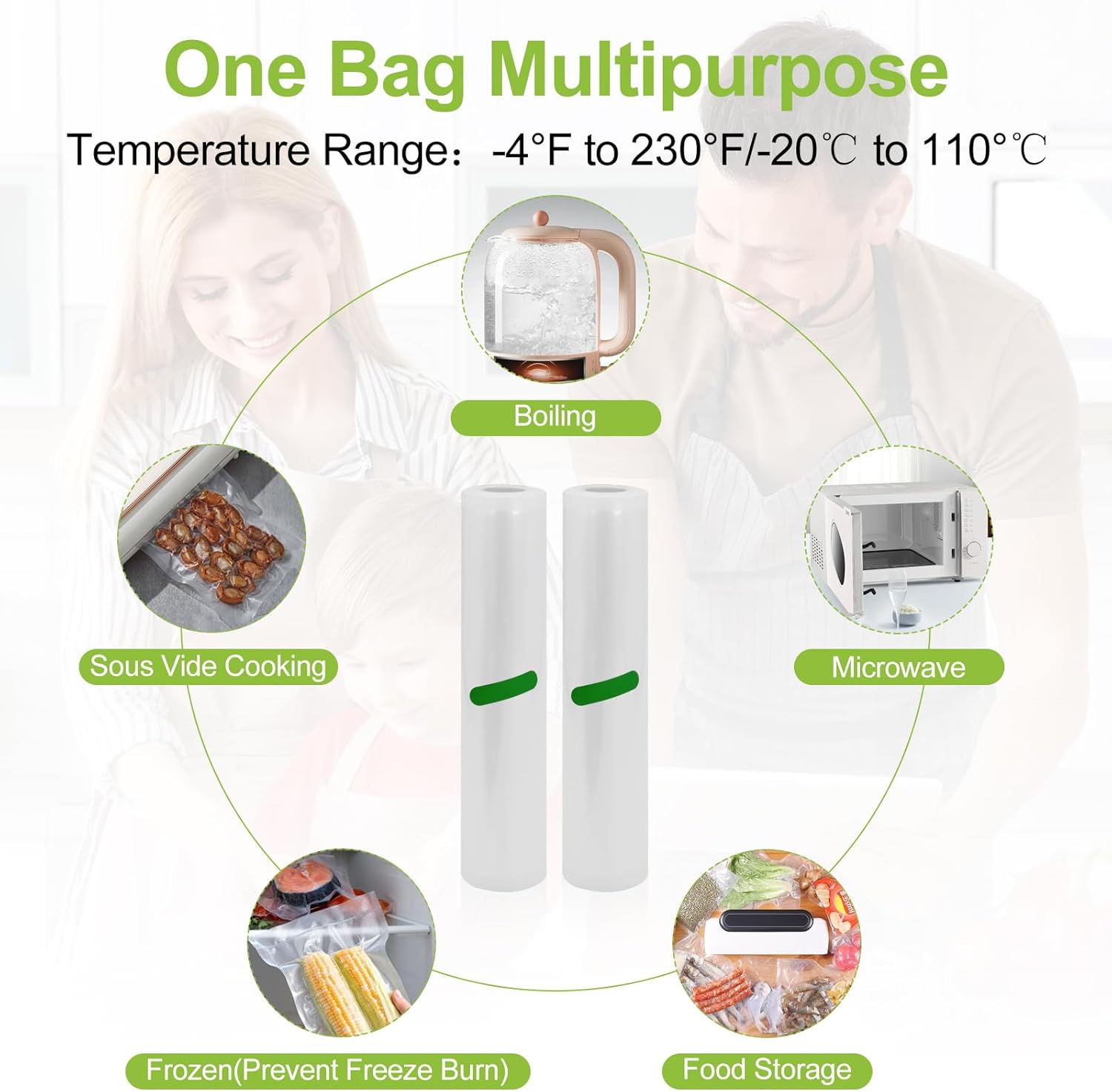 Bolsas selladoras al vacío, rollo de sellado al vacío sin BPA para guardar alimentos, sellar una comida, bolsas de vacío de alimentos de grado