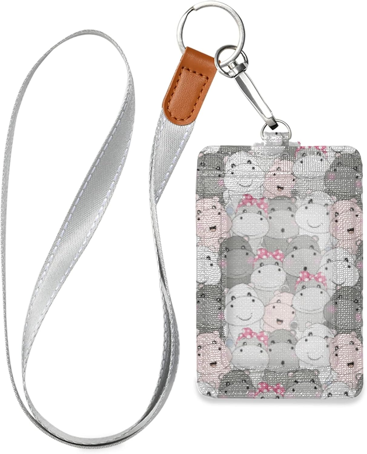 Soporte para tarjetas de identificación de piel sintética con 1 ventana de identificación transparente, 2 ranuras para tarjetas de crédito (lindo