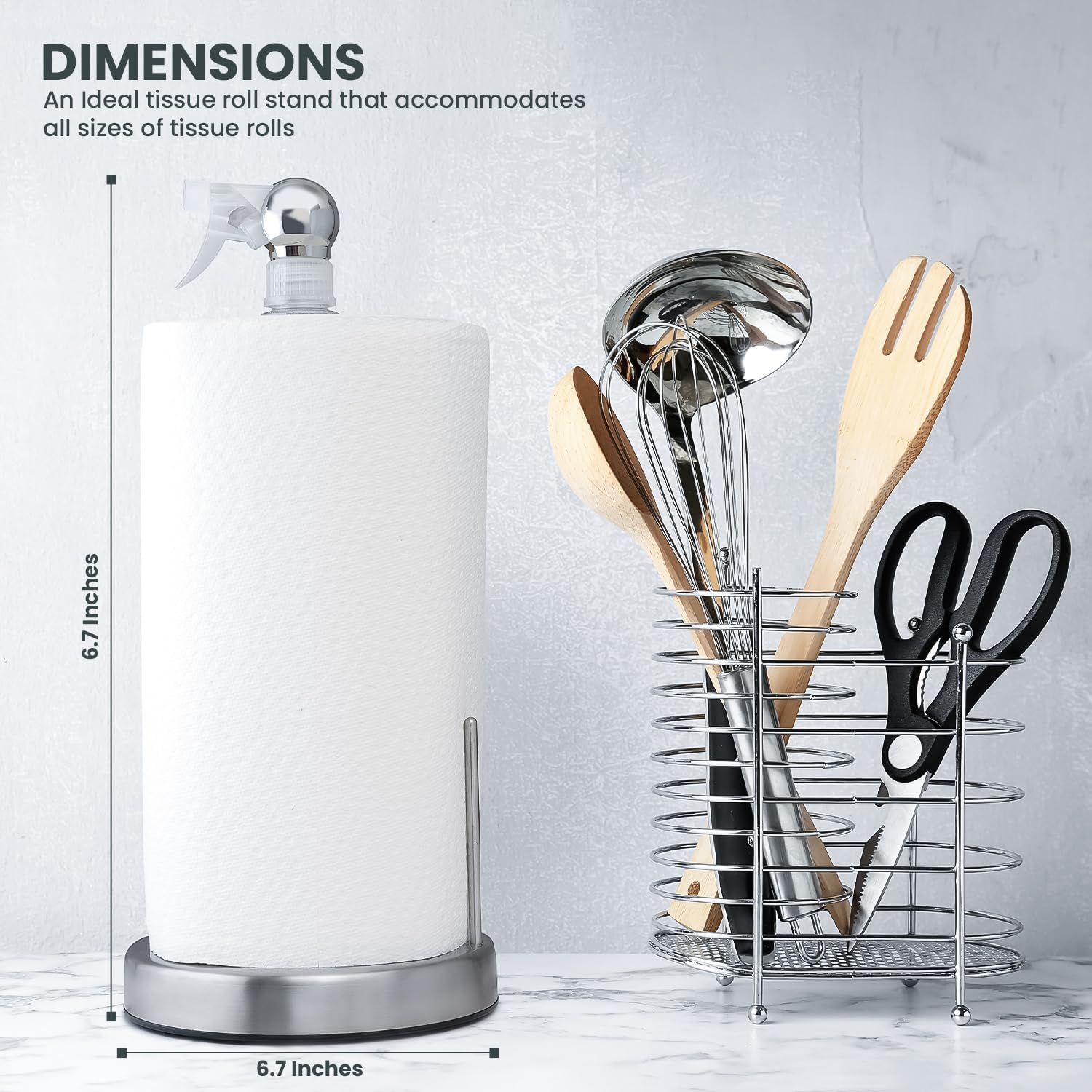 Everyday Solution – Soporte para toallas de papel con botella de spray de 7 onzas, rociador estético para encimera de cocina con soporte para