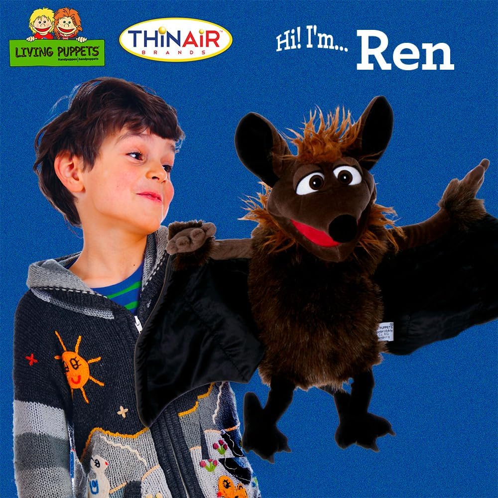 Living Puppets – Ren el murciélago volador de 26 pulgadas, marioneta de mano de felpa para niños y niñas