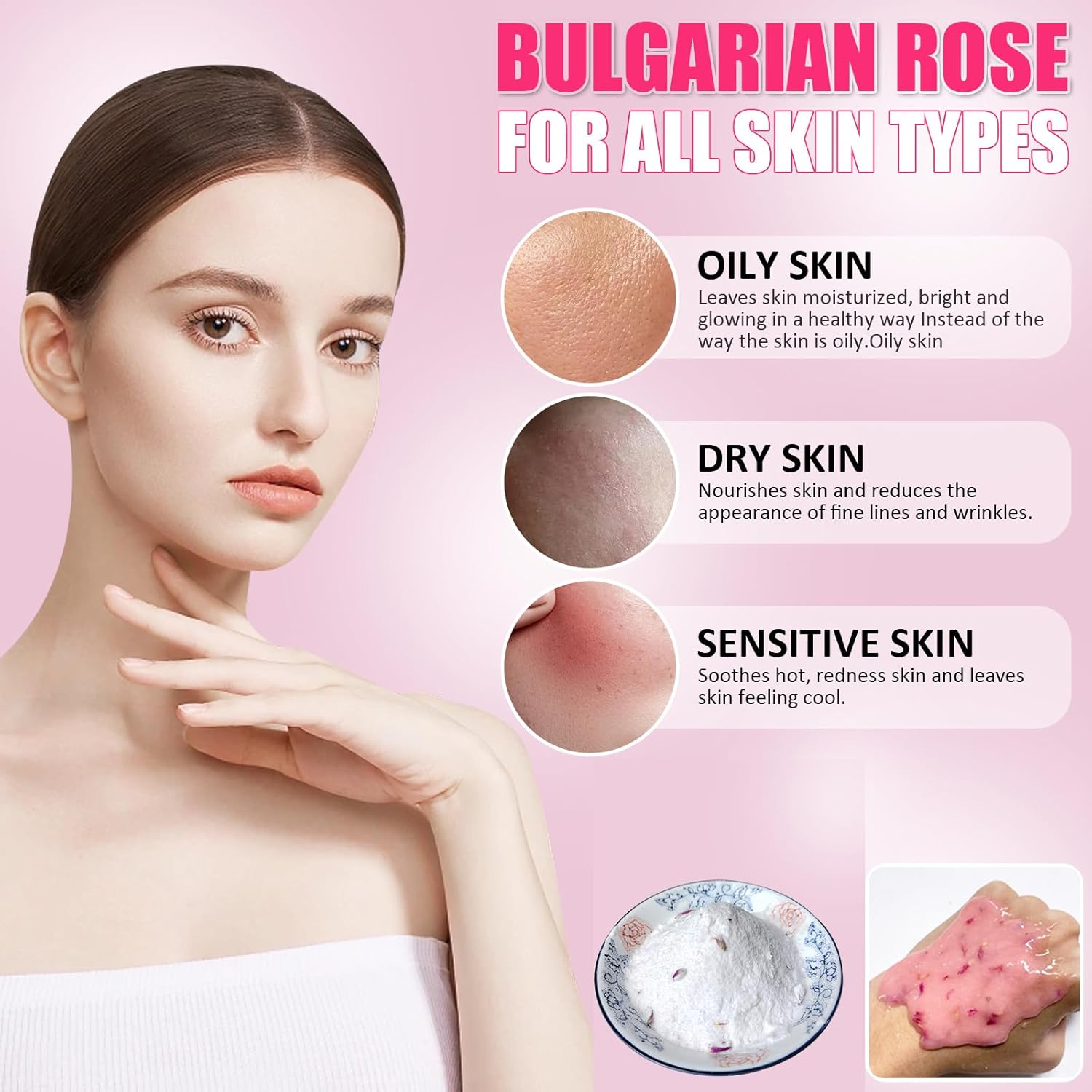 Máscara facial profesional de gelatina para tratamientos faciales  Mejora de oro de 24 quilates y rosa búlgara para el cuidado de la piel para