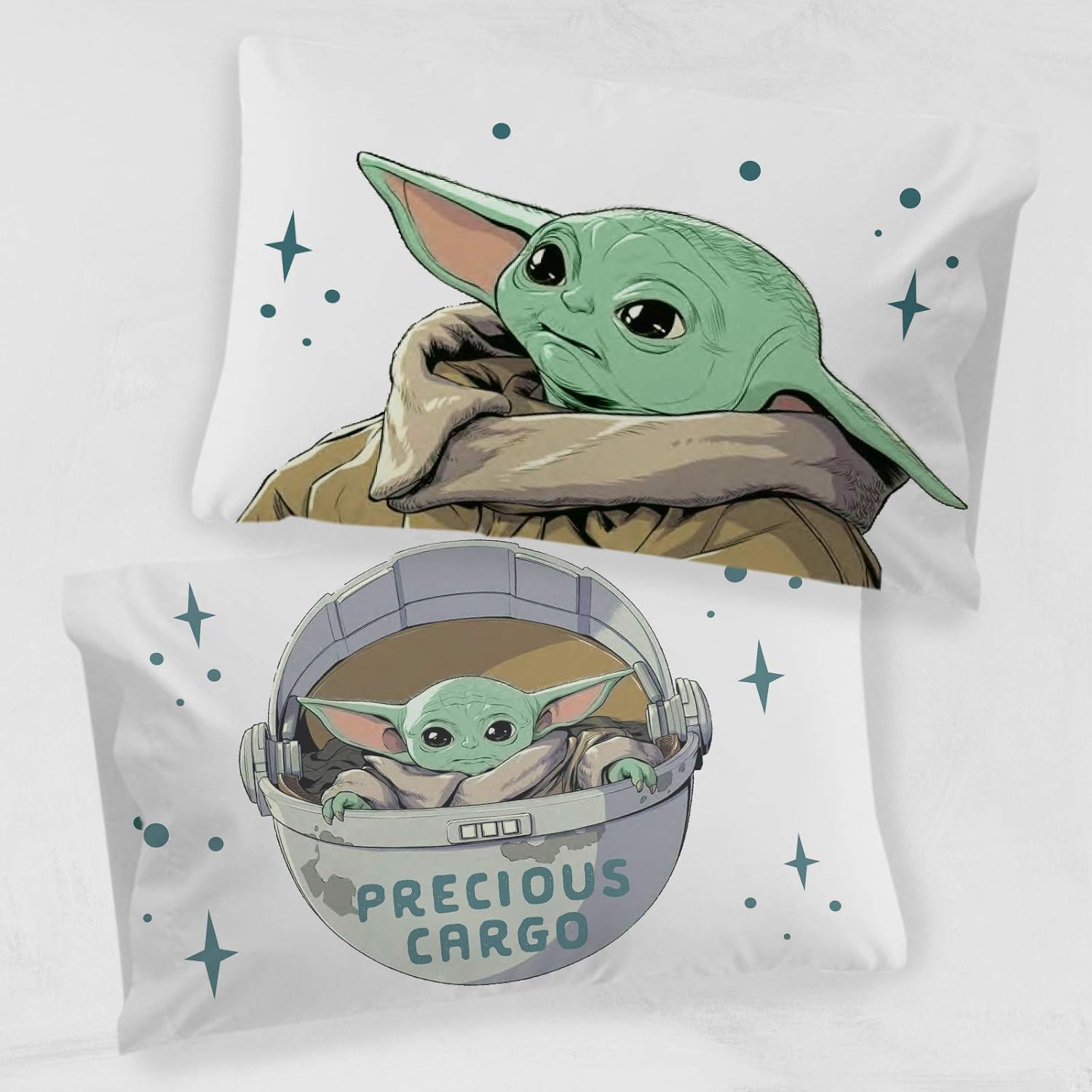 Jay Franco Paquete de fundas de almohada Mandalorian Curious Child and The Cutest Bounty