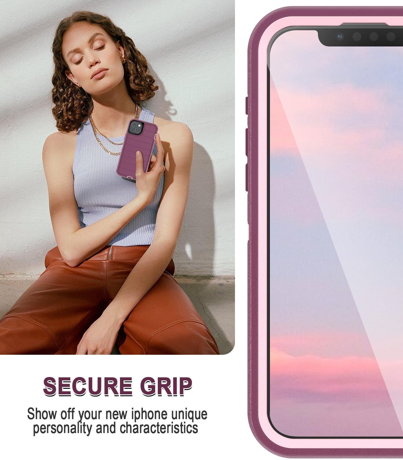 Funda para iPhone 15, resistente de 3 capas, a prueba de golpes, a prueba de caídas, polvo, duradera, de grado militar, funda de protección completa