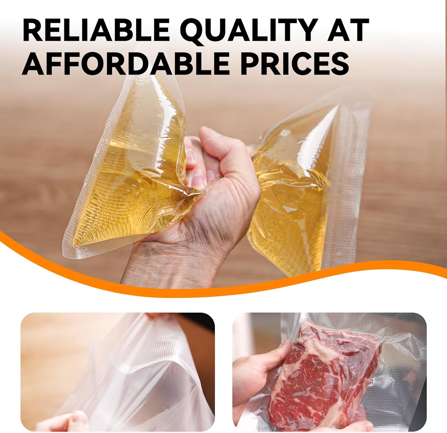 Bolsas selladoras al vacío para alimentos, 200 bolsas precortadas de 8 x 12 pulgadas, ideales para almacenamiento de alimentos, Sous Vide y