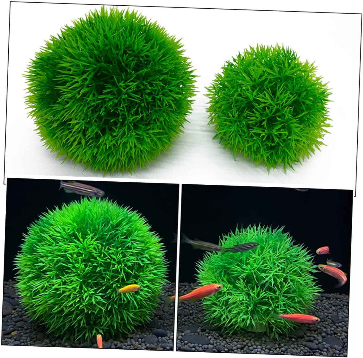 Peces de plantas acuáticas s 6 piezas de bola de hierba artificial verde plástico acuario decorar decoración del hogar planta sintética acuario bola
