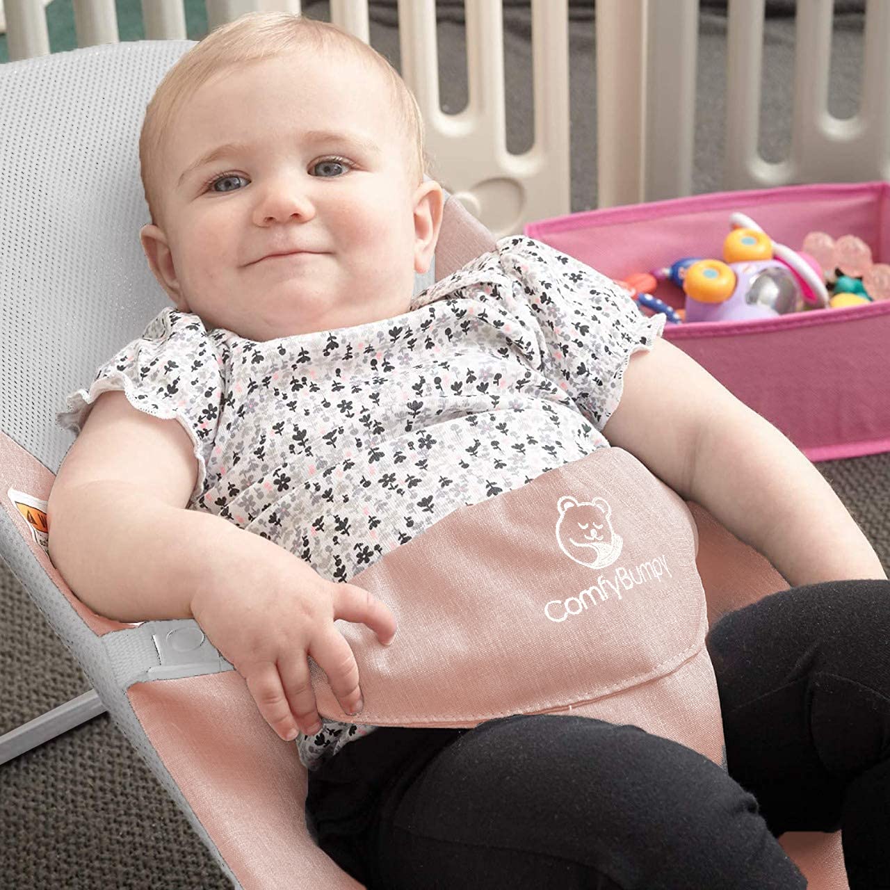 ComfyBumpy Asiento ergonómico para bebé, funda de transporte de viaje adicional, silla inflable segura y portátil con posiciones de altura