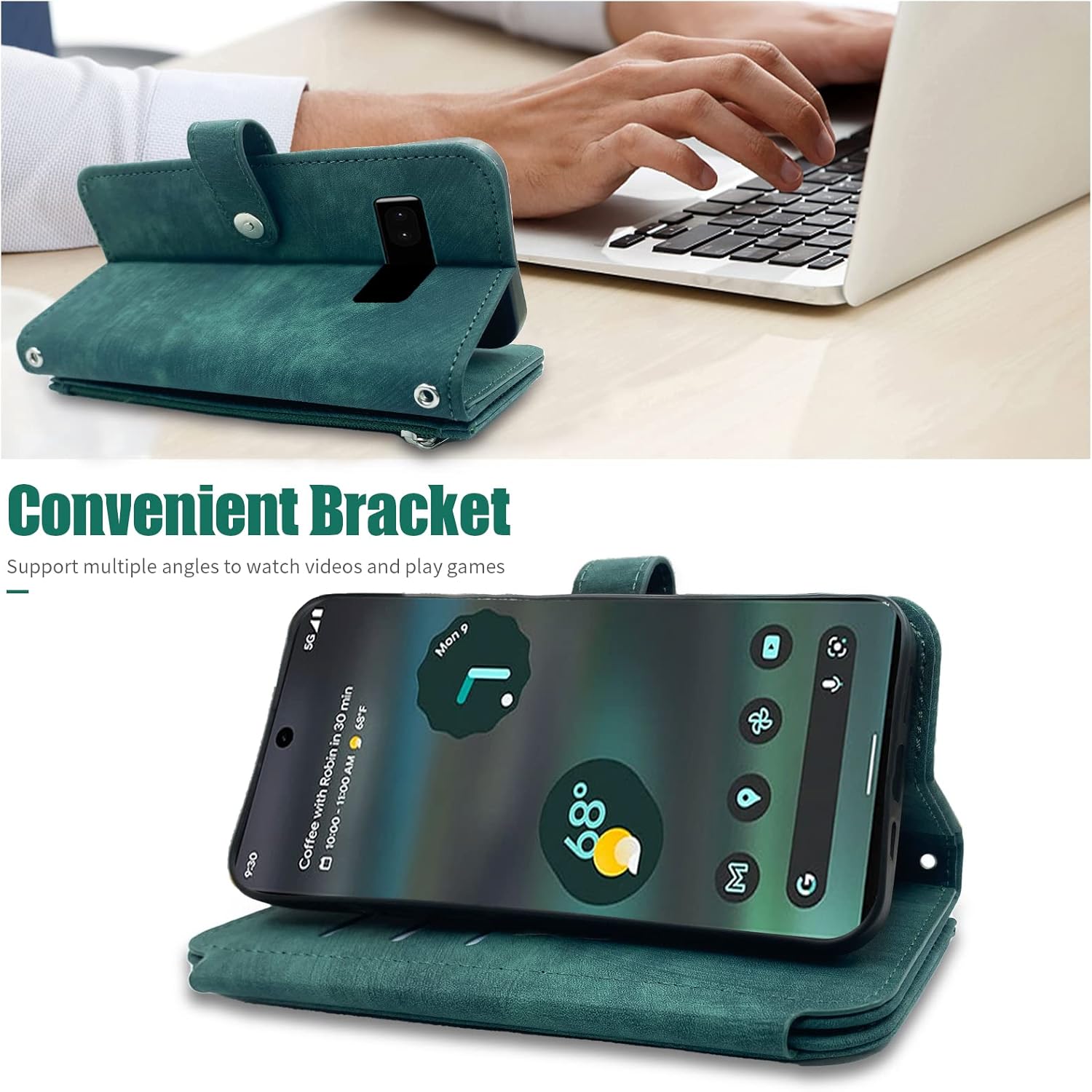 Furiet Compatible con Google Pixel 6A 5G 2022 – Funda tipo cartera con 9 ranuras para tarjetas, de cuero retro, tarjetero con tapa para tarjetas de