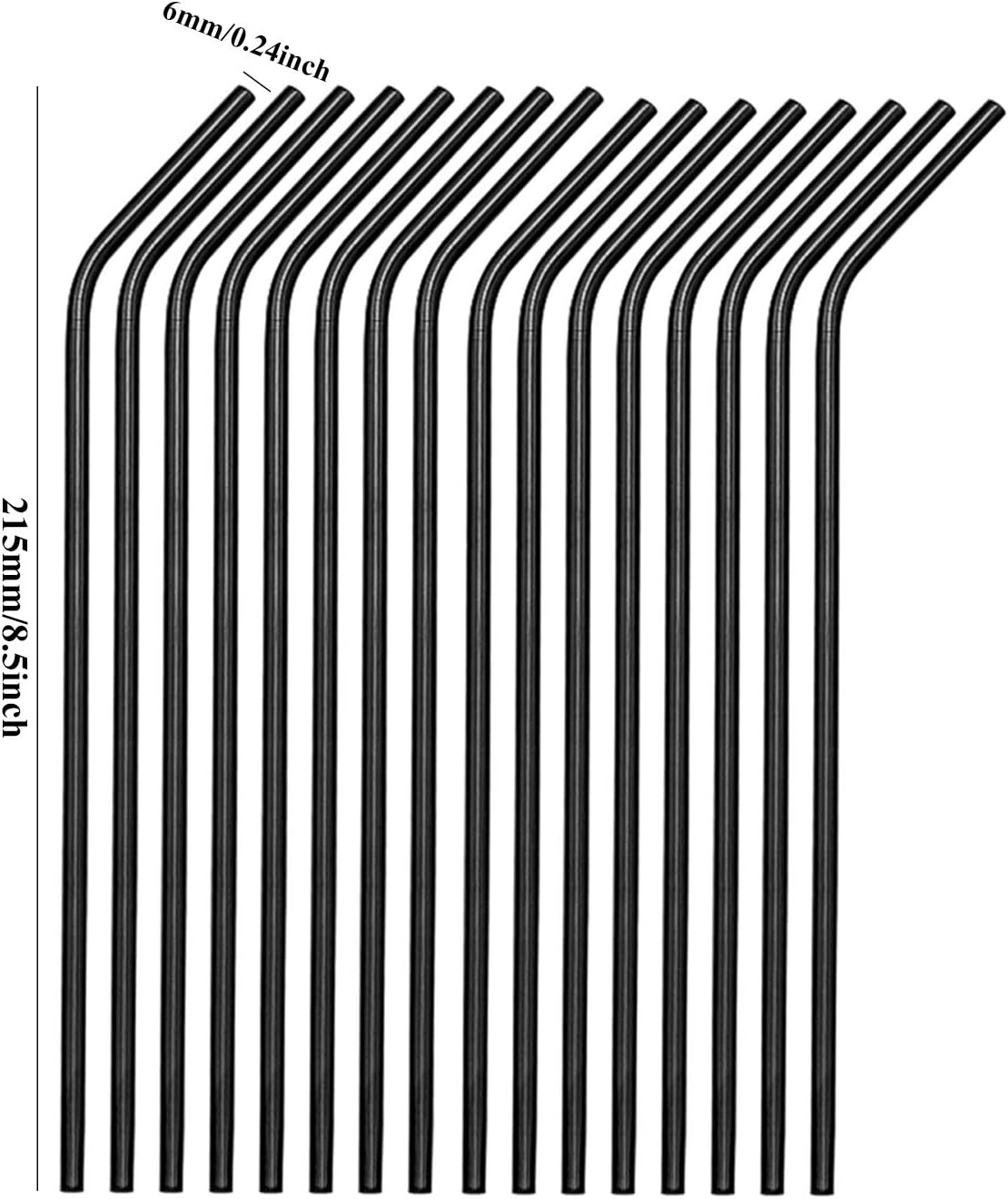 Brightbuy Pajitas de metal de 48 piezas a granel, pajitas de acero inoxidable de 8.5 pulgadas, dobladas negras, 0.236 in de diámetro para vasos de