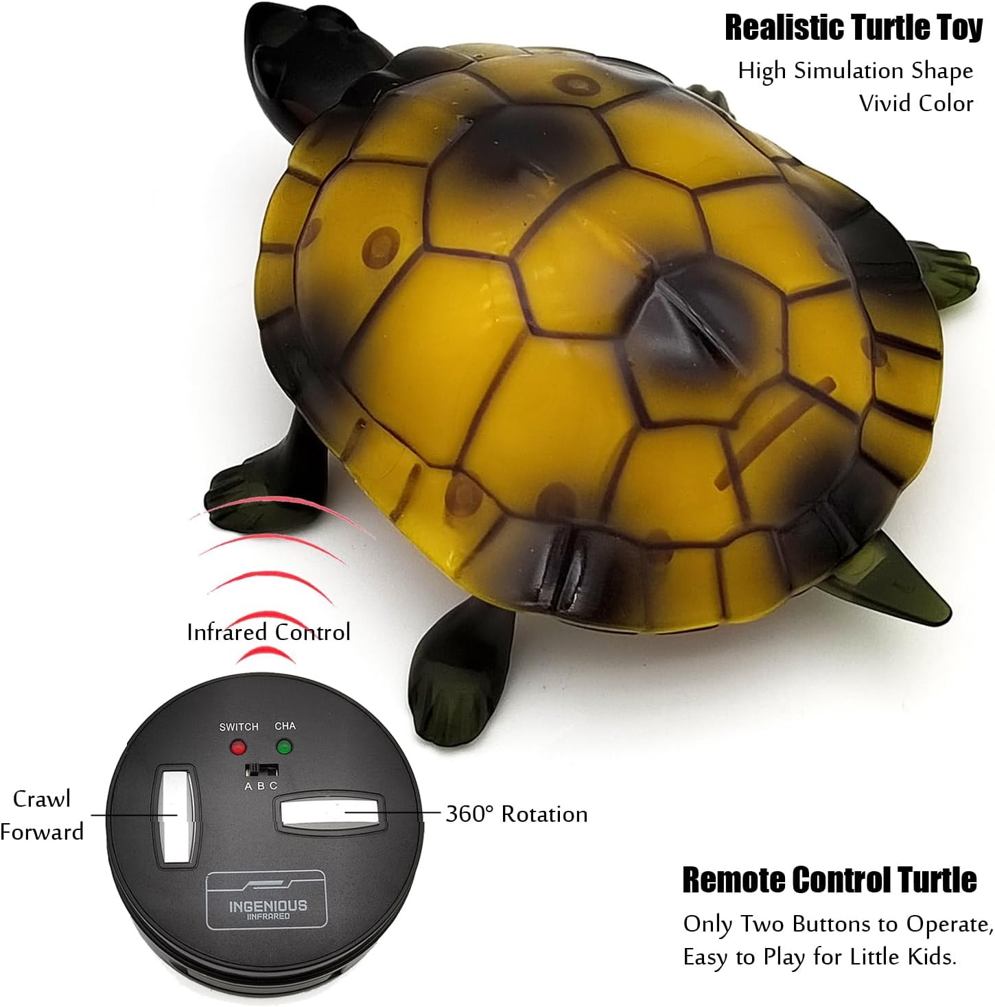 Tipmant Tortuga RC IR Control remoto Tortuga Crawl Vehcile Electric Animal Toy realista para niños pequeños regalos de cumpleaños (marrón)