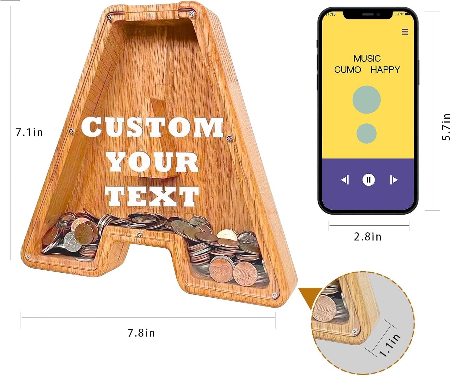 ALBK – Alcancía personalizada para niños, alcancía con letras del alfabeto personalizadas, letras de madera de la A a la Z, juguetes de aprendizaje