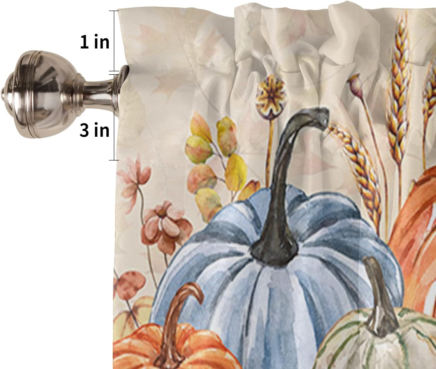 Cortina decorativa de cocina otoñal, cenefas con bolsillo para barra, tratamiento de ventana pequeña para dormitorio, hojas de calabaza, aislamiento
