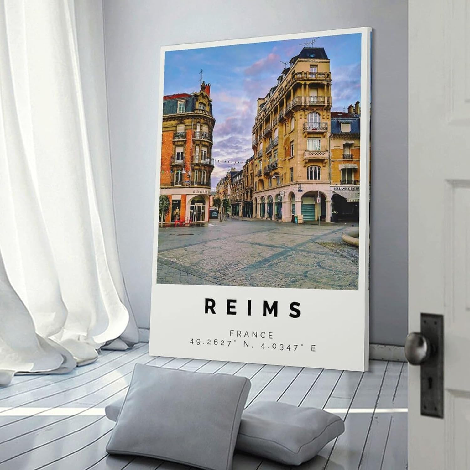 Reims Poster Bunter Druck, Reims Wandkunst, Reims Foto Dekor, Reims Geschenk Reisedruck, Poster for Room Aesthetics Canvas Wall Art Poster And Print