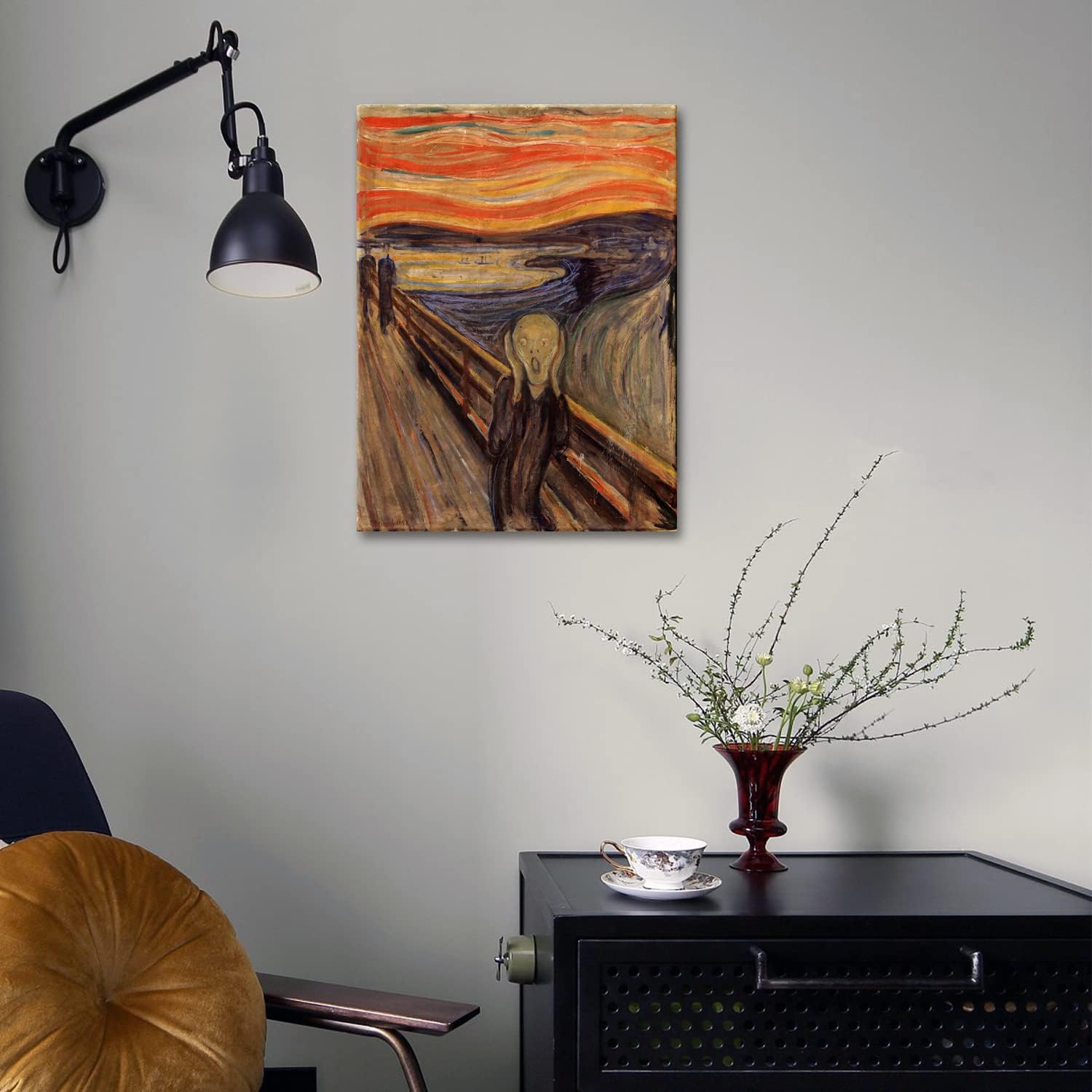 GLOKAKA The Scream de Edward Munch – Lienzo decorativo para pared, diseño de pinturas famosas del mundo, para el hogar, sala de estar, oficina,
